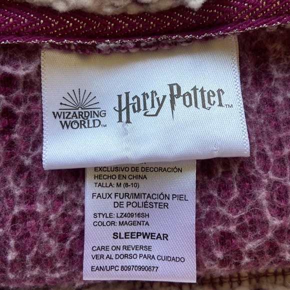 Wizarding World Harry Potter Purple Teddy Long Sleeve Sleepwear Size Medium - Picture 8 of 17